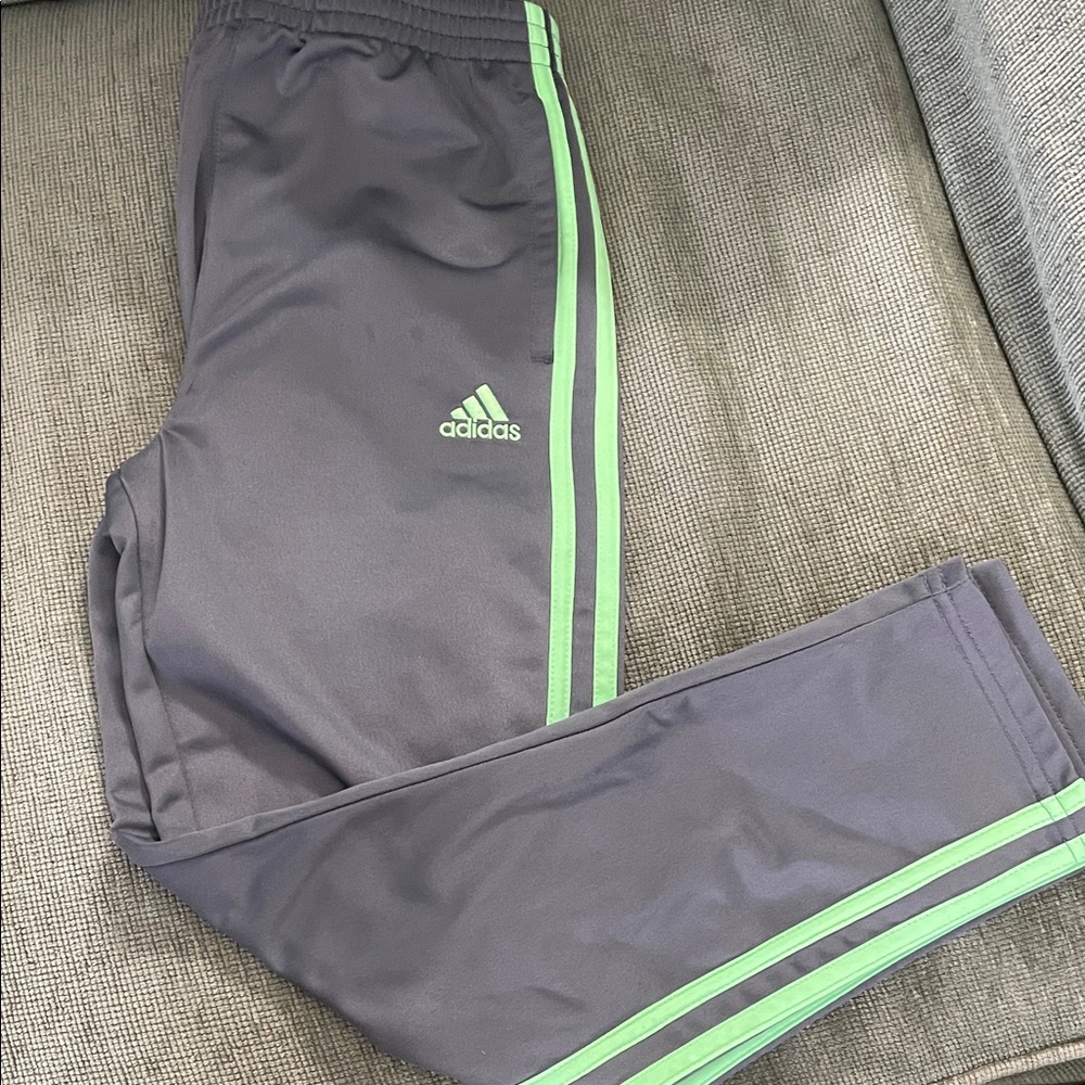 Adidas Kids Joggers in Gray with Neon Green Accents